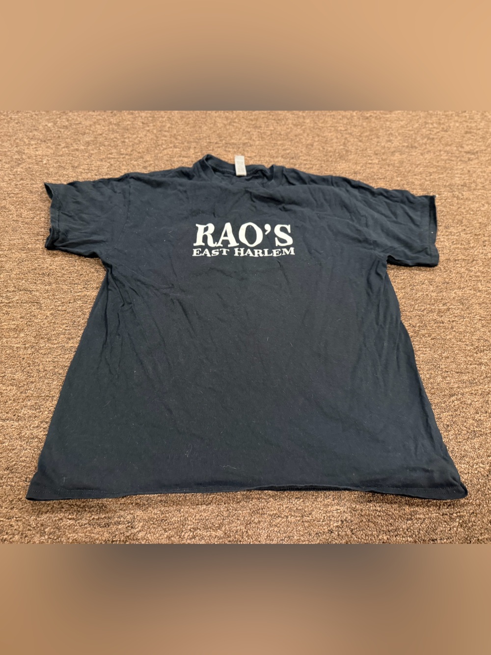 Gildan Black Adult Unisex L Tee White RAO'S East Harlem Logo